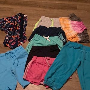 Kids size 7/8 bundle. Mostly shorts but one pair capris and one cardigan also.